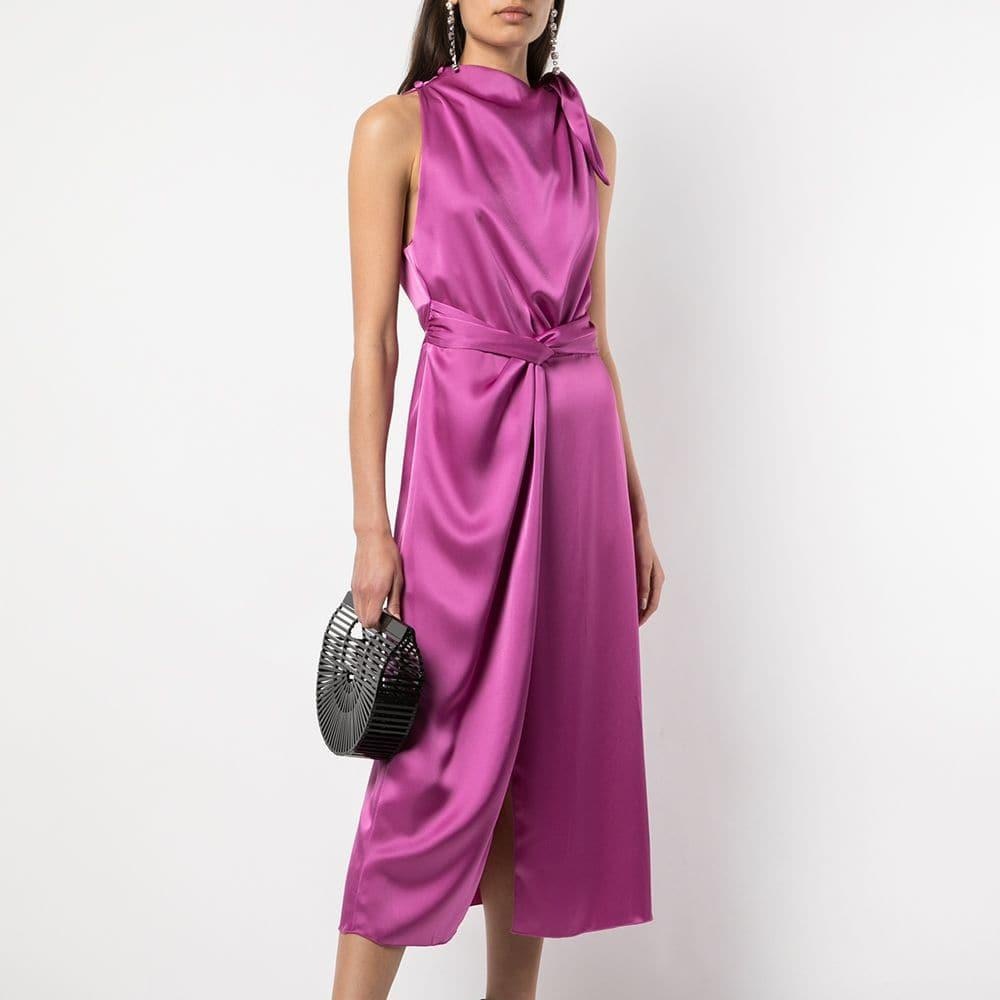 Nanushka Kalila Hot Pink Satin Dress M
